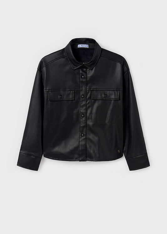 Faux Leather Button Up Jacket / 7194