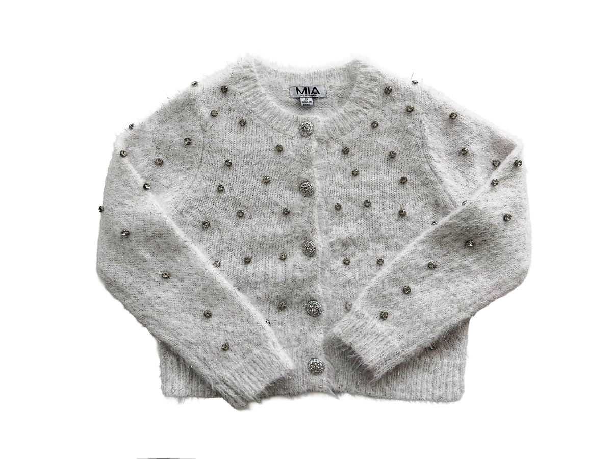 Beaded Fuzzy Toddler Cardigan