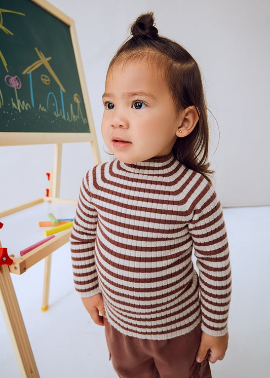 Terracota Rib Mock Kneck LS Baby Top