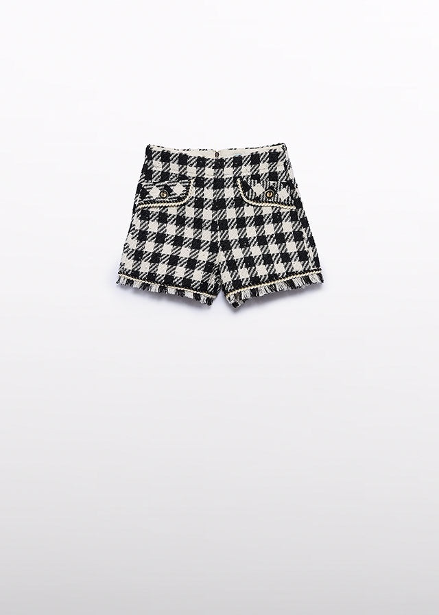 Plaid Toddler Short w/ Frayed Hem
