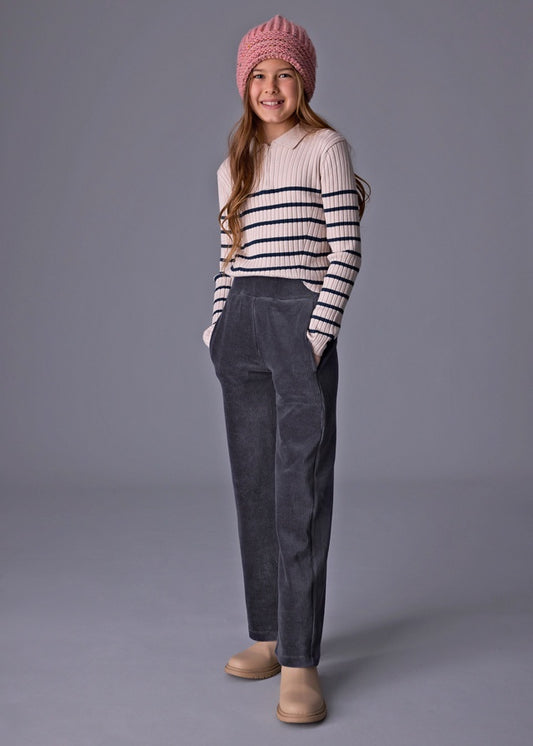 Petroleum Wide Leg Elastic Band Pant