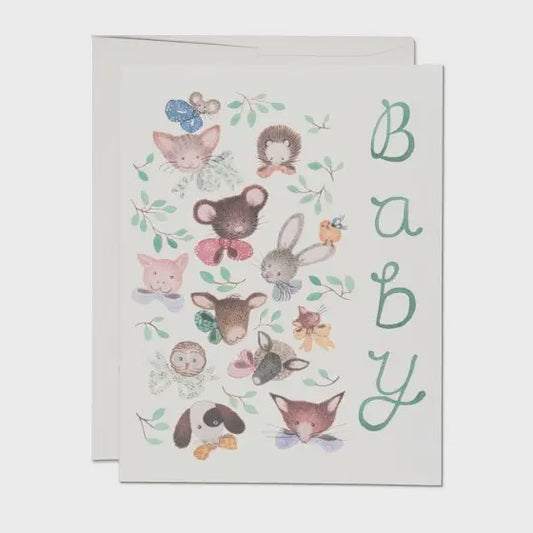 Pink Noses Baby Card