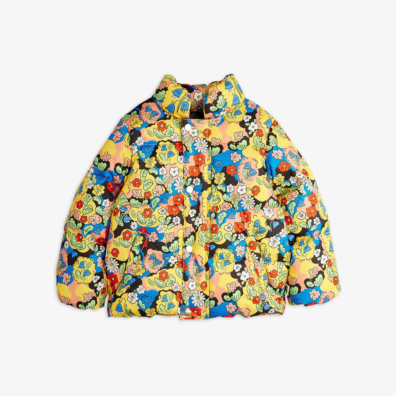 colorful floral multi-colored children's coat on white background.