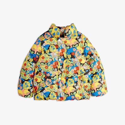 colorful floral multi-colored children's coat on white background.