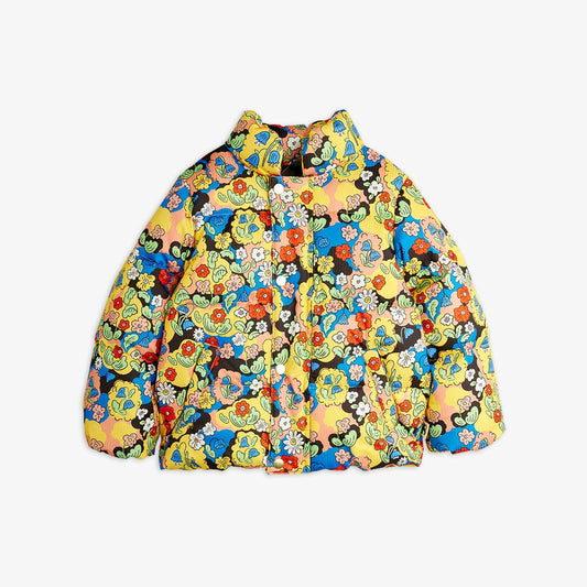 colorful floral multi-colored children's coat on white background.