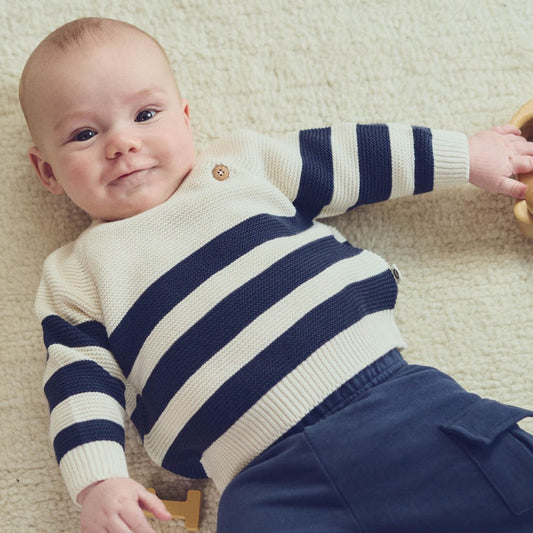 Night Blue Striped Knit Sweater