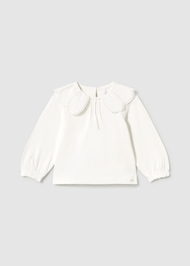 Dressy Scalloped Collar LS Shirt 2091