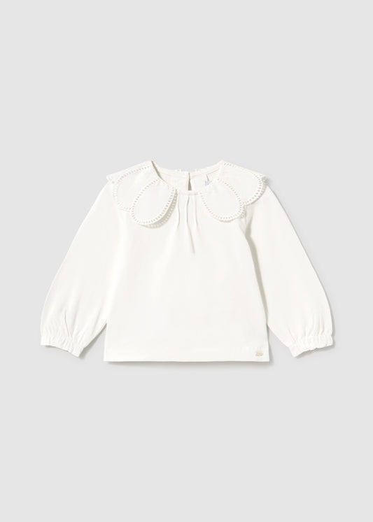 Dressy Scalloped Collar LS Shirt 2091