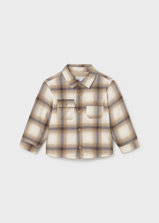 Neutral Plaid Buttoned Shirt 2108