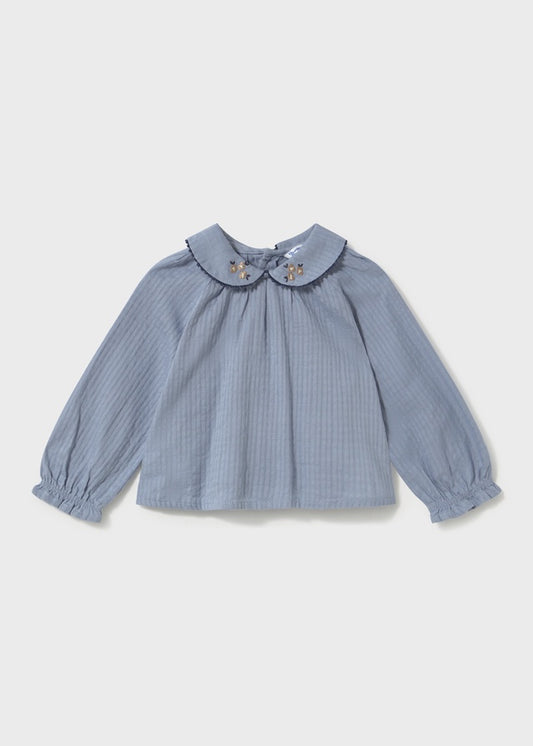 Detailed Collar Toddler Woven Blouse 2115