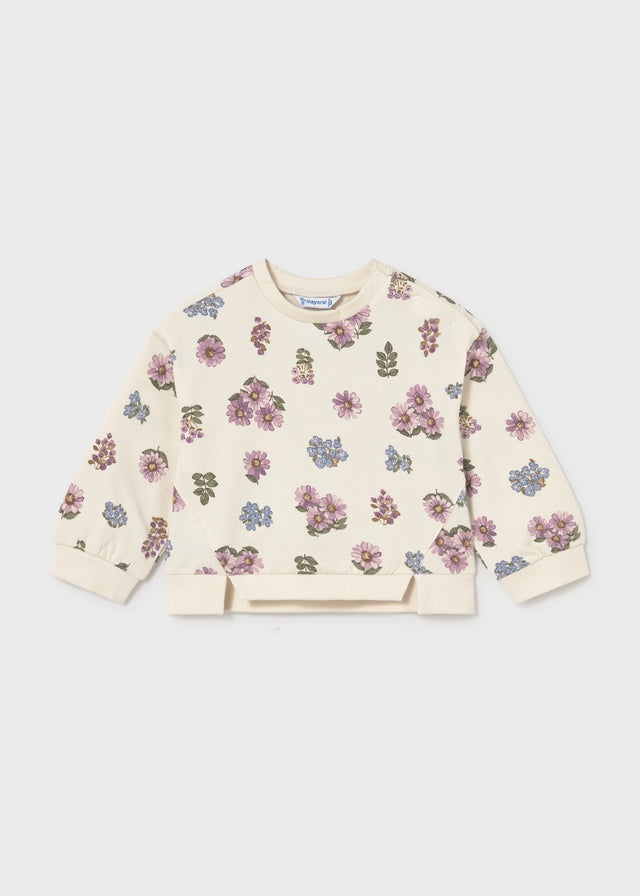 Pink and Blue Flowers Fleece Pullover 2433