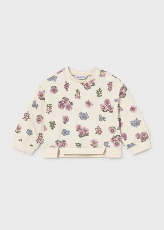Pink and Blue Flowers Fleece Pullover 2433
