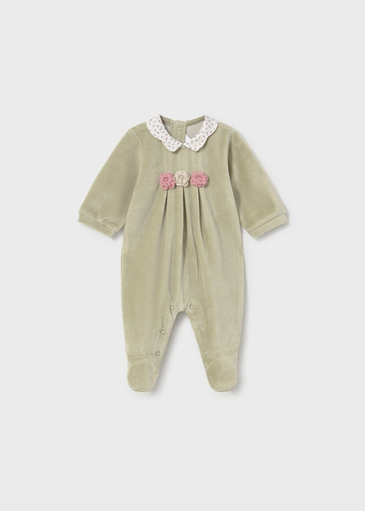 Flower Velour Collar Footie 2752