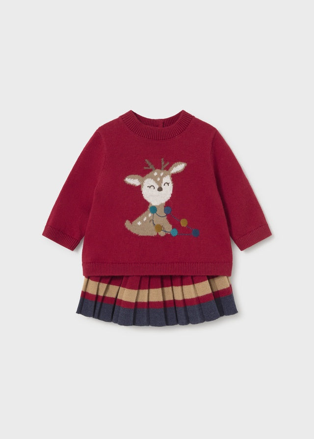 Knit Reindeer Sweater & Skirt Set 2829