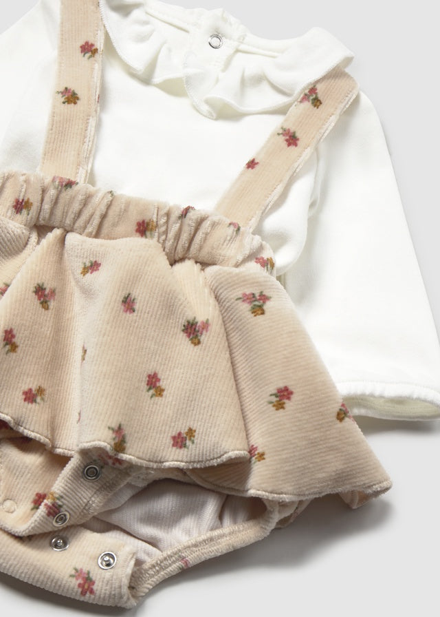 LS White Top & Pink Skirt Set 2830
