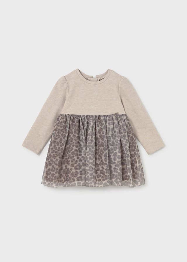 Leopard Print Knit Tulle Toddler Dress 2941