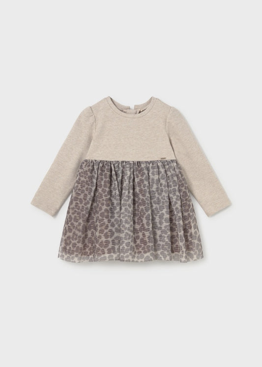 Leopard Print Knit Tulle Toddler Dress 2941