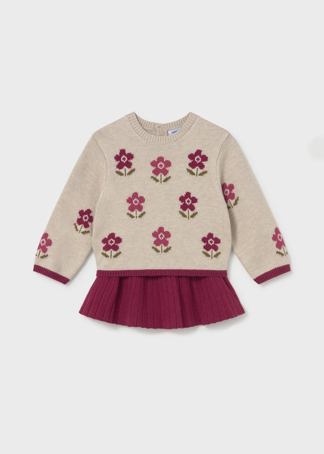 Cream Flower Top & Tricot Skirt Set 2952