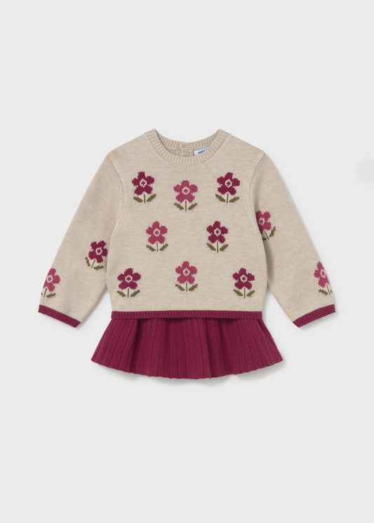 Cream Flower Top & Tricot Skirt Set 2952