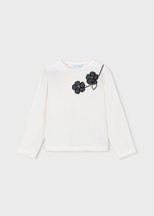 Black Flowers LS Toddler Top 4035
