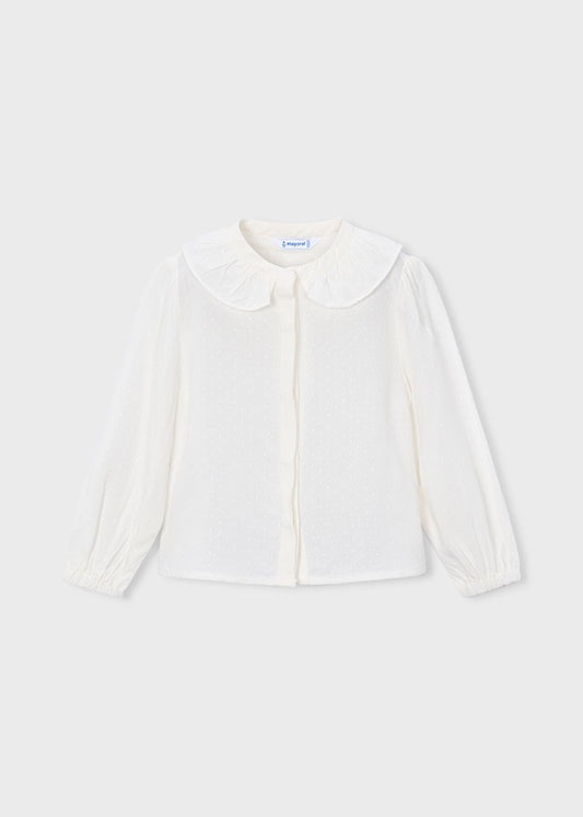 White Collared Toddler Dressy Blouse 4148