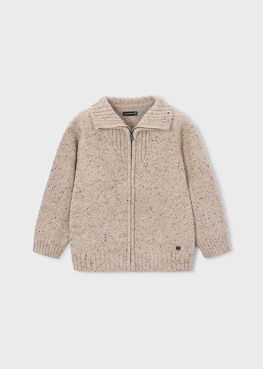 Beige Zipper Knit Sweatshirt 4301