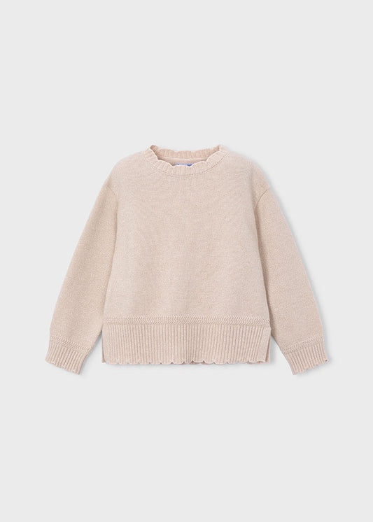 Scallop Trim Kid Knitted Sweater 4320
