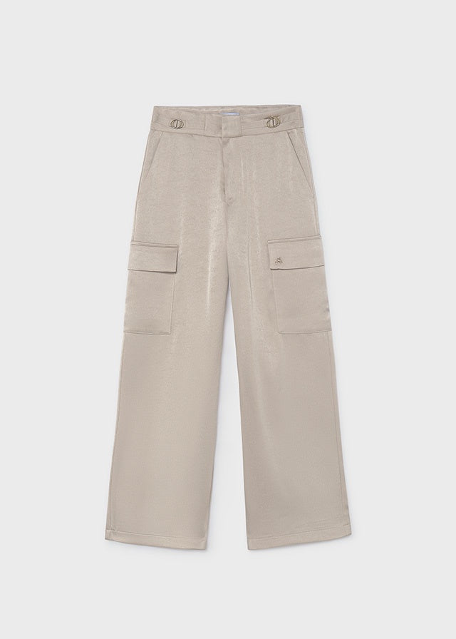 Plain Satin Cargo Pants 7504