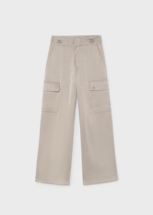 Plain Satin Cargo Pants 7504