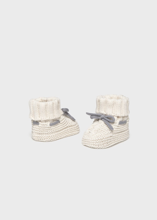Blue-Gray Bows Knit Booties 9167