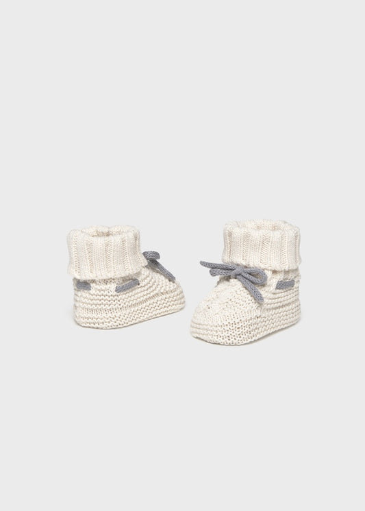 Blue-Gray Bows Knit Booties 9167