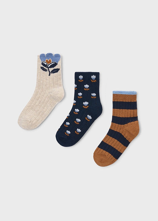 Blue Flowers 3 Sock Set 10289