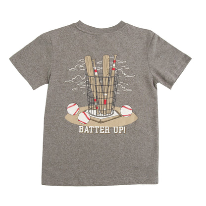 Heather Gray Baseball Fabric Applique Baby Tee