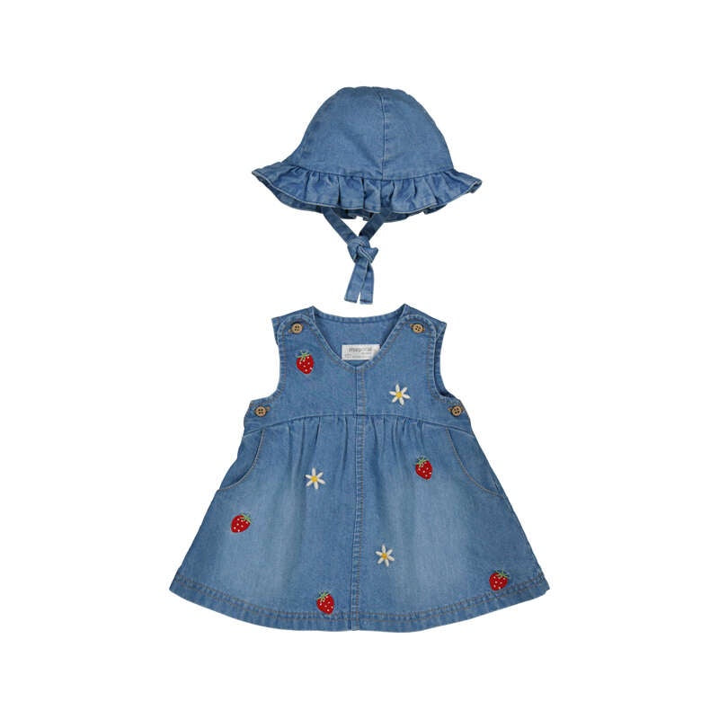 Strawberry Daisy Denim Dress w/ Hat