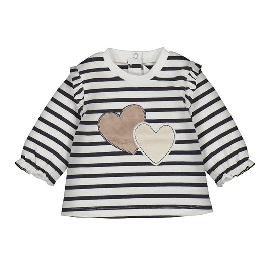 Striped LS Top w/ Embroidered Hearts
