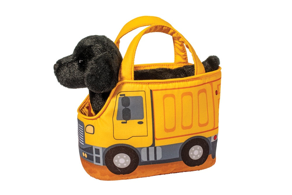 Black Lab Plushie w/ Construction Truck Bag