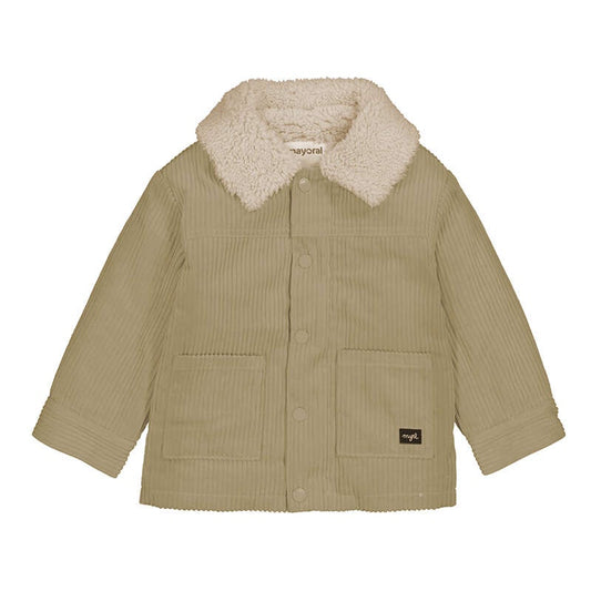 Light Wood Corduroy Coat w/ Sherpa Collar