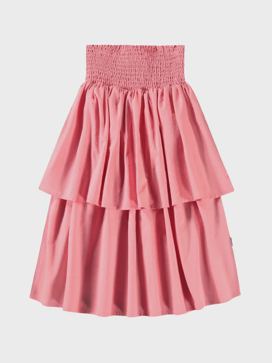 Brenna Smock Tiered Kid Skirt in Cloud Pink