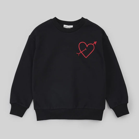 Red Heart on Black Toddler Sweater