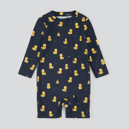 LS Ducky Swim Romper in Navy