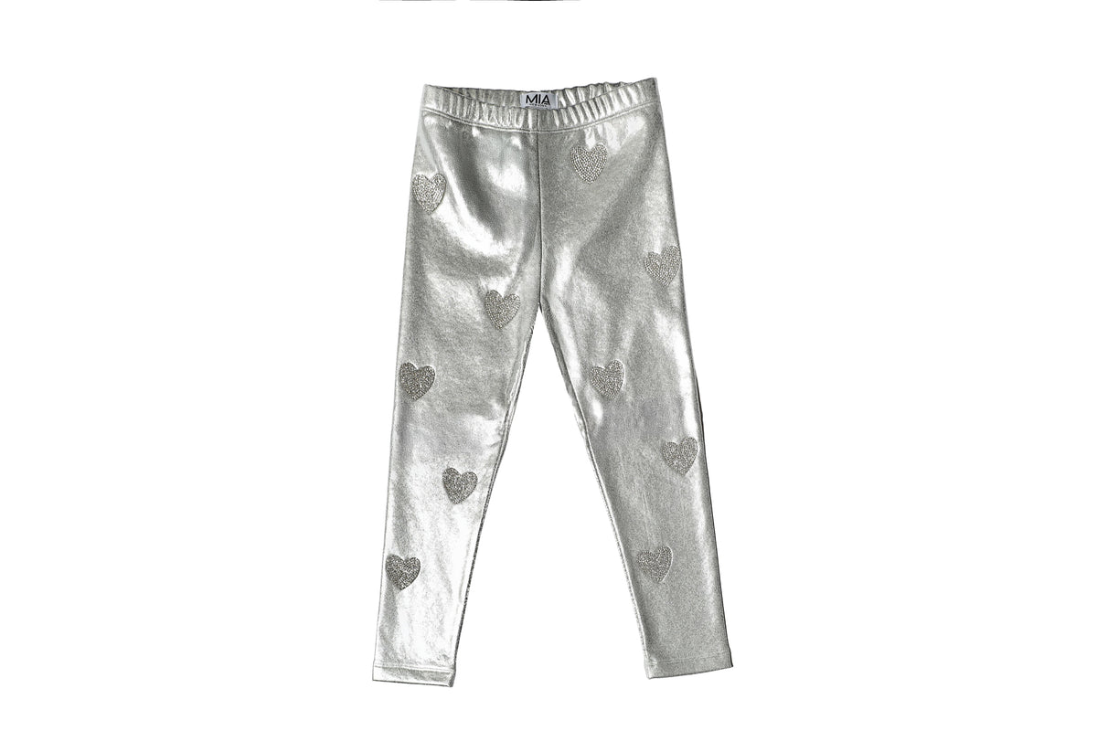 Metallic Heart Kid Leggings