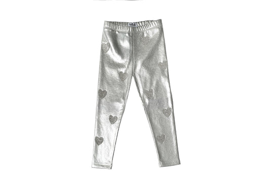 Metallic Heart Kid Leggings