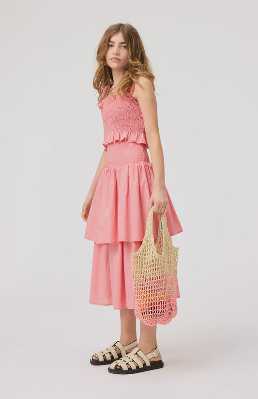 Brenna Smock Tiered Toddler Skirt in Cloud Pink