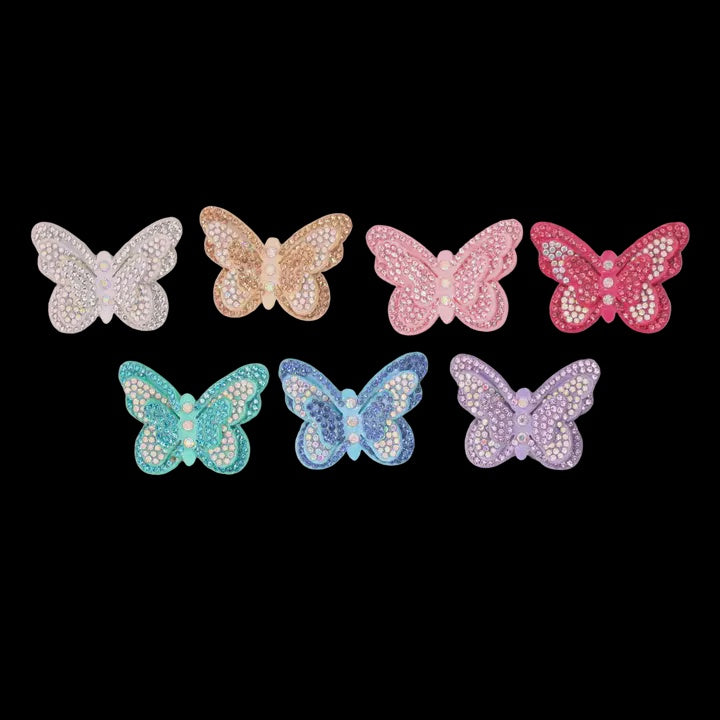 Rhinestone Butterfly Clip asst