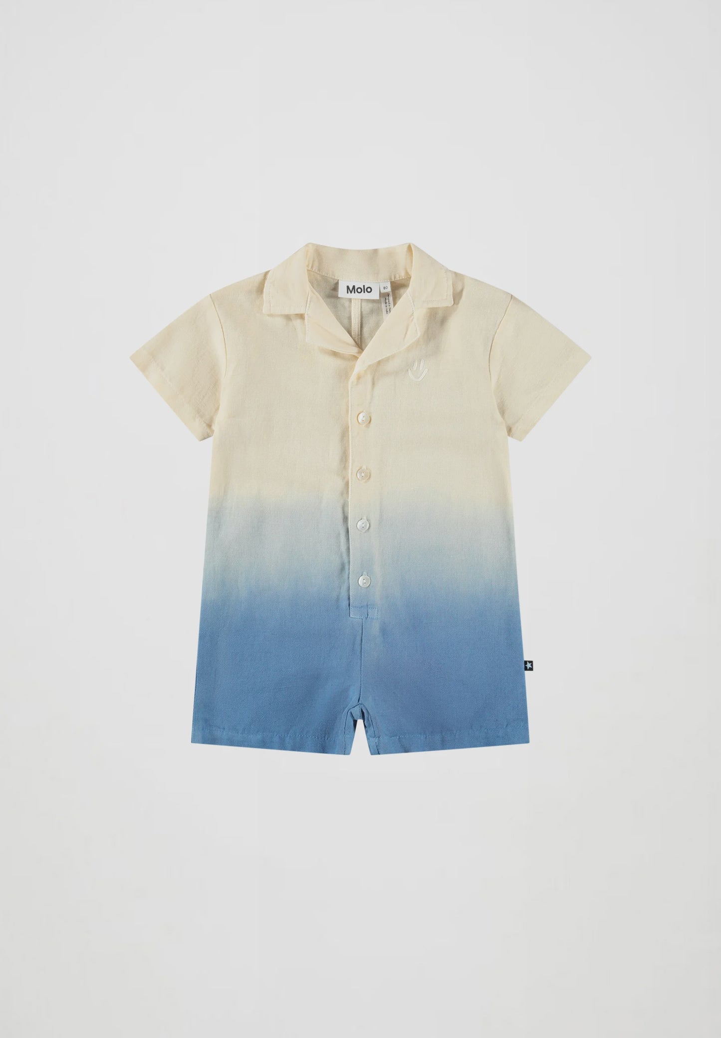 Falk Button Up Shortie Romper in Summer Blue