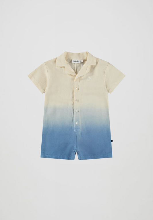 Falk Button Up Shortie Romper in Summer Blue