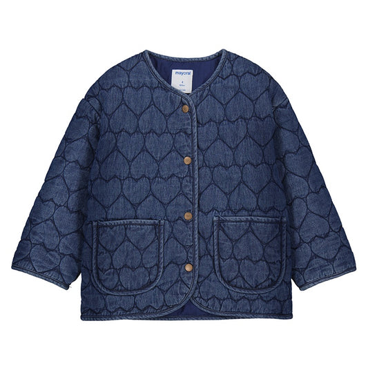 Heart Pattern Padded Kid Coat