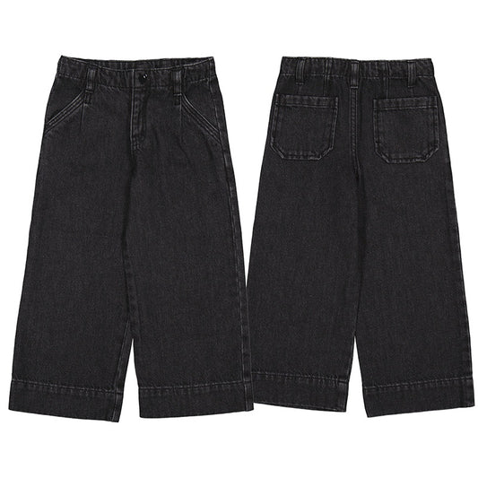 Black Denim Wide Leg Pant
