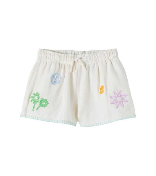 Annabella Beach Emboridered Kid Shorts in Whitecap
