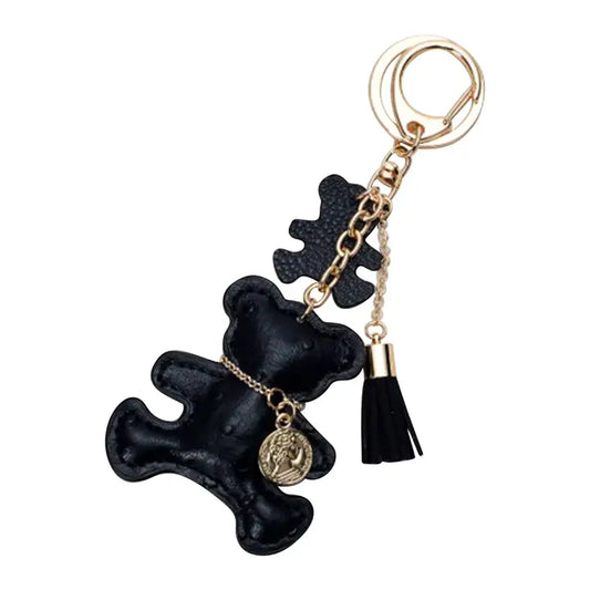 Teddy Bear Keychain Bag Charms - Faux Leather